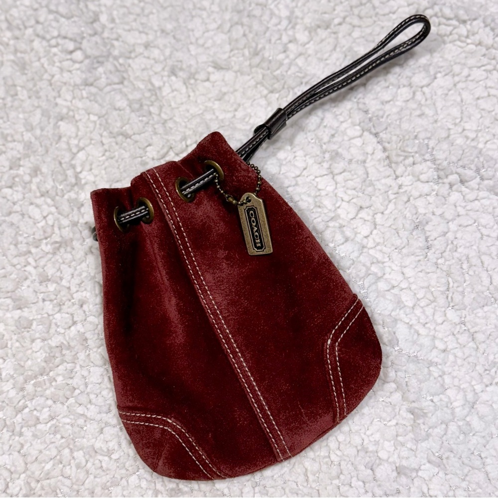 COACH Suede wristlet with leather drawstring closure ๐ - Picture 2 of 5